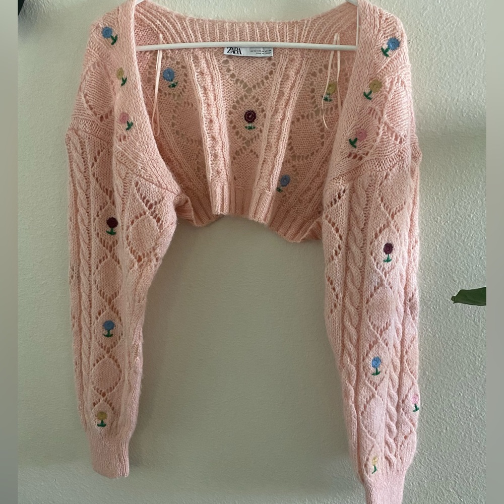 ZARA Bloggers Favorite POINTELLE KNIT ARM WARMERS medium